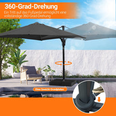 Ikodm Ampelschirm 300 x 300 cm Sonnenschirm 360° Drehbar