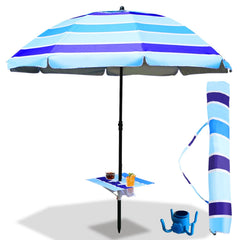 Ikodm Strandschirm Sonnenschirm Ø 213cm mit Tisch