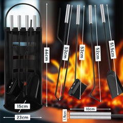 Ikodm 5-teiliges Kaminbesteck-Set mit Schutzblende