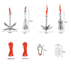 Ikodm Bootsanker Faltanker Klappanker Ankerset Leine for Schlauchboot 0.7kg/1.5kg