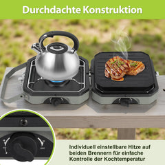 Ikodm Campingkocher 2-in-1 Gascampingherd Faltbarer