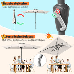 Ikodm Sonnenschirm 210x140 / 300x200cm Rechteckig mit LED Solar