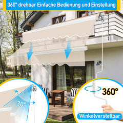 Ikodm Gelenkarmmarkise Terrassenmarkise Alu mit Handkurbel