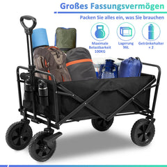 Ikodm Bollerwagen faltbar Strandwagen 100kg Belastbarkeit