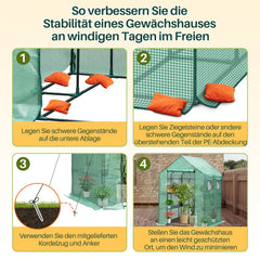 Ikodm Foliengewächshaus Gewächshaus mit Regalen Grün/Weiß