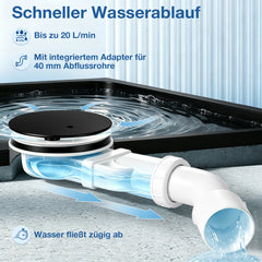 Ikodm Ablaufgarnitur Ø90mm Duschwanne Siphon, 20L/Min Ablaufleistung