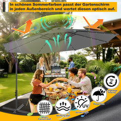 Ikodm Ampelschirm Ø3m Ø3.5m mit Solar LED
