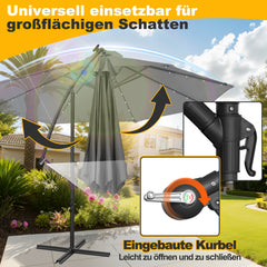 Ikodm Ampelschirm Ø3m Ø3.5m mit Solar LED