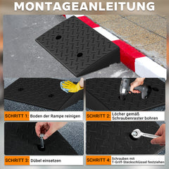 Ikodm 2x Auffahrrampe Anhängerrampe Rollstuhl 10T Bordsteinrampe Voll Gummi 49*30*11cm