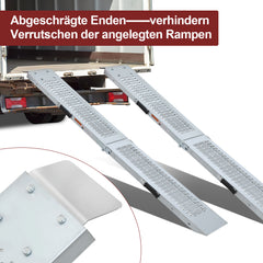 Ikodm 2x Auffahrrampe verzinkt Laderampe Auffahrschiene mit Griff Klappbar 400kg
