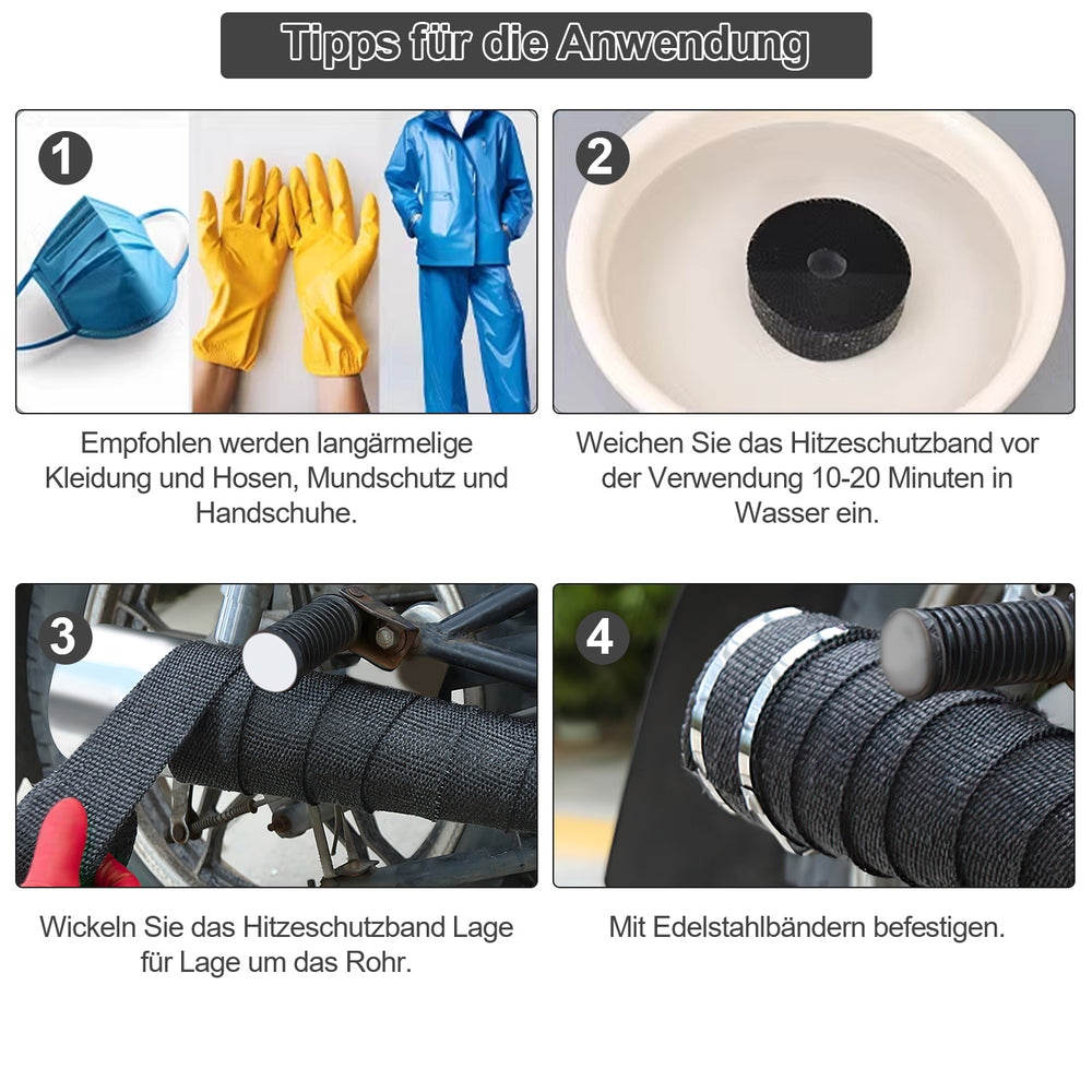 Ikodm Hitzeschutzband aus Basaltfaser für Auspuff & Turbolader