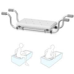 Ikodm Badewannensitz bis 136 kg, Verstellbarer Badebrett 71-82cm, rutschfest mit Aluminiumgestell, PE-Sitzfläche mit Wasserablauflöchern, Ideal für Senioren Behinderte Pflegebedürftige