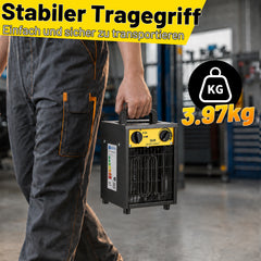 Ikodm Bauheizer mit Metallgehäuse, Heizlüfter mit Thermostat
