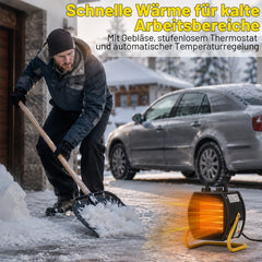 Ikodm Bauheizer mit Metallgehäuse, Heizlüfter mit Thermostat