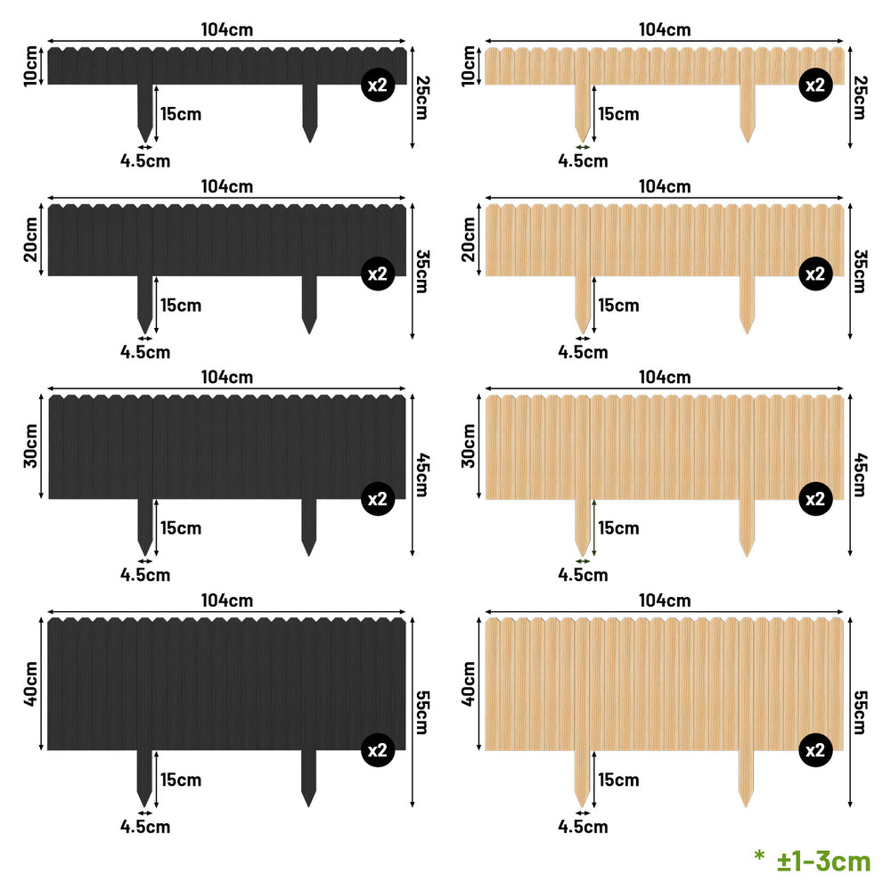 Ikodm Flexible Beeteinfassung aus Holz für Garten & Blumenbeete