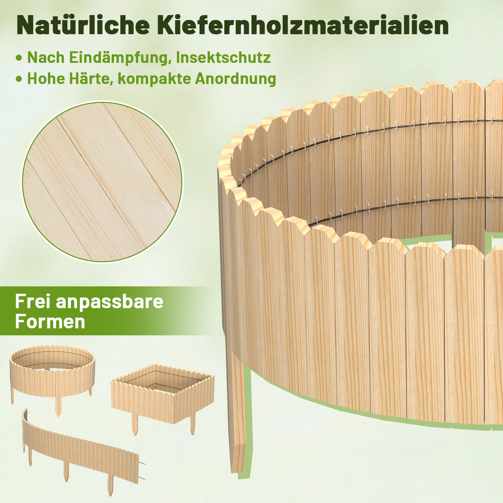 Ikodm Flexible Beeteinfassung aus Holz für Garten & Blumenbeete