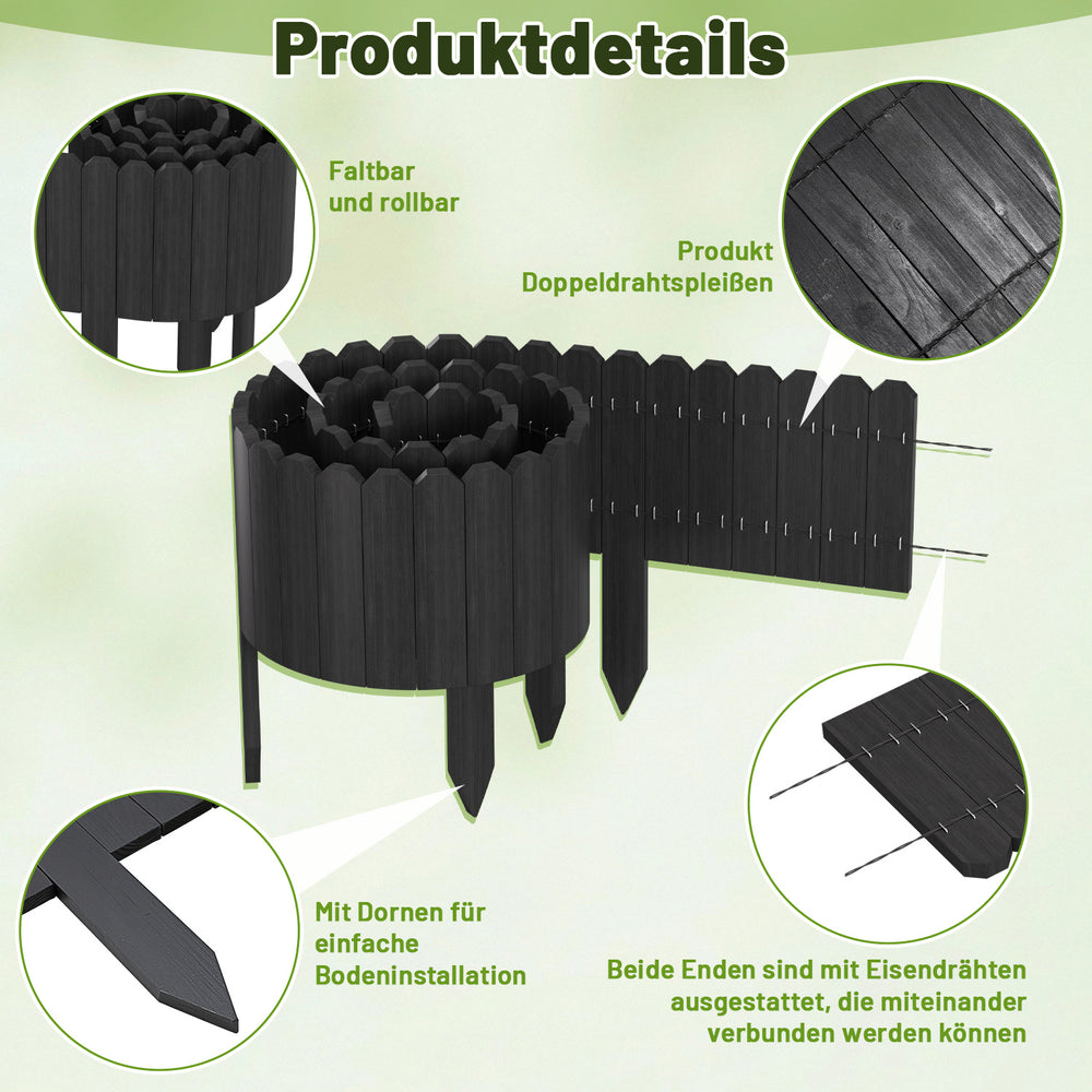Ikodm Flexible Beeteinfassung aus Holz für Garten & Blumenbeete
