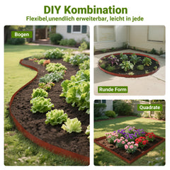 Ikodm Rasenkante Metall Beetumrandung mit Dornen 15cm/18cm Rost Corten