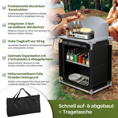 Ikodm Campingküche mit Alu-Arbeitsplatte Outdoor Kochstation
