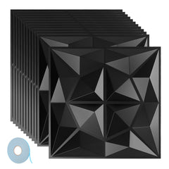 Ikodm 3D Wandpaneele 12 Stück Rund Diamant