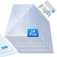 Ikodm Doppelstegplatte 4mm 14 Stück für Gewächshaus mit W-Clips und Z-Clips