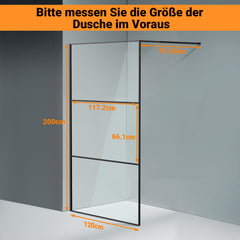 Ikodm Duschwand für Dusche, Duschwand für Dusche, 5 mm ESG Sicherheitsglas für Walk-In Dusche,Duschabtrennung Vollrahmen aus Aluminium, 0–10 mm Verstellbereich, links/rechts montierbar