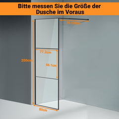 Ikodm Duschwand für Dusche, Duschwand für Dusche, 5 mm ESG Sicherheitsglas für Walk-In Dusche,Duschabtrennung Vollrahmen aus Aluminium, 0–10 mm Verstellbereich, links/rechts montierbar
