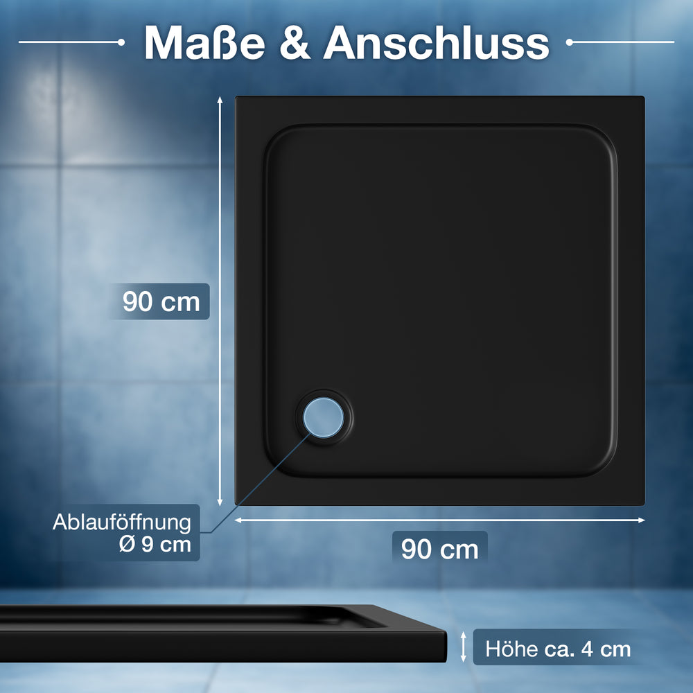 Ikodm Acryl-Duschwanne flach mit Ablauf-Set, pflegeleicht & modern