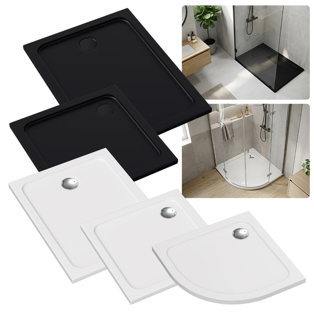Ikodm Acryl-Duschwanne flach mit Ablauf-Set, pflegeleicht & modern