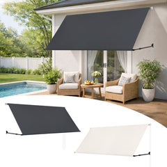 Ikodm Fallarmmarkise Verstellbare Balkonmarkise Grau/Beige
