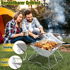 Ikodm Camping Grill Edelstahl mit Höhenverstellbar Grillrost