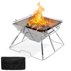 Ikodm Camping Grill Edelstahl mit Höhenverstellbar Grillrost