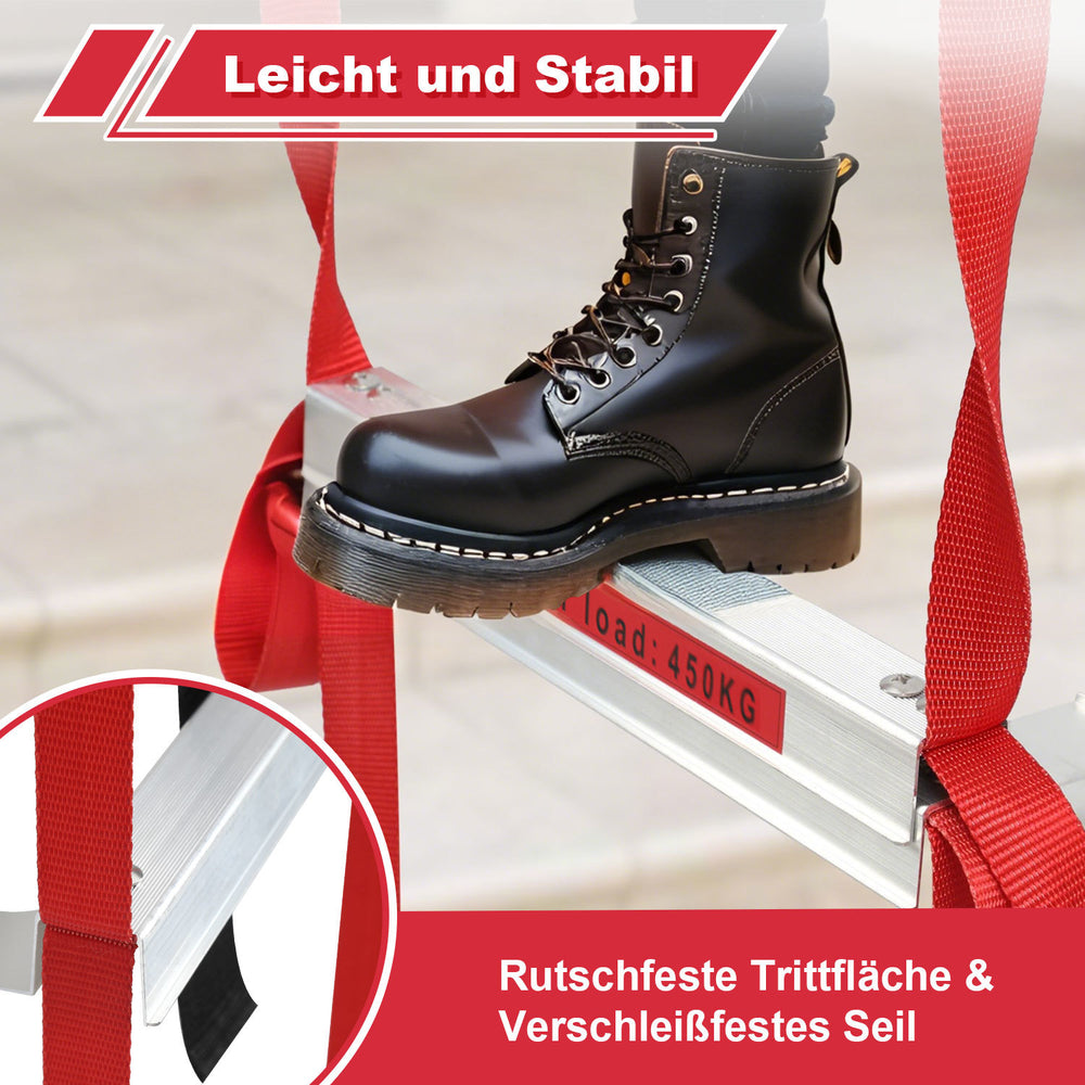 Ikodm Faltbare Feuerleiter aus Aluminium mit Haken, rutschfest & tragbar