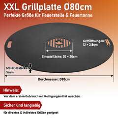 Ikodm Feuerplatte Carbonstahl 80cm Für Feuertonne