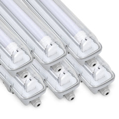 Ikodm 6 Stück Feuchtraumleuchte LED 150cm 24W 4800lm Wannenleuchte  6500K IP65 Wasserfest Feuchtraumlampe Doppelt T8 LED Röhre,Röhrenlampe Werkstattlampe für Garage Keller Büro
