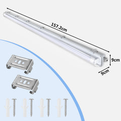 Ikodm 6 Stück Feuchtraumleuchte LED 150cm 24W 4800lm Wannenleuchte  6500K IP65 Wasserfest Feuchtraumlampe Doppelt T8 LED Röhre,Röhrenlampe Werkstattlampe für Garage Keller Büro