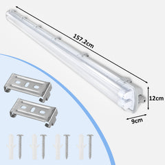 Ikodm 6 Stück Feuchtraumleuchte LED 150cm 24W 4800lm Wannenleuchte  6500K IP65 Wasserfest Feuchtraumlampe Doppelt T8 LED Röhre,Röhrenlampe Werkstattlampe für Garage Keller Büro