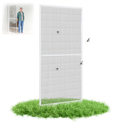 Ikodm Fliegengittertür mit Rahmen 120 × 210 cm für Balkon und Terrasse