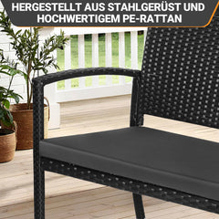 Ikodm Gartenbank Polyrattan mit Kissen 2-Sitzer