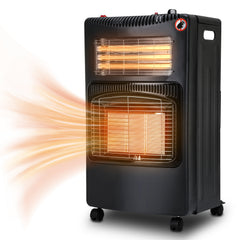 Ikodm Gasheizer 4200W, Elektroheizung 1260W, Infrarot Keramikbrenner, Gas Heizstrahler inkl. Gasdruckregler & Gasschlauch, Gasheizofen, Butan- oder Propangasflaschen bis 15kg