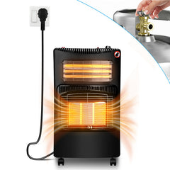 Ikodm Gasheizer 4200W, Elektroheizung 1260W, Infrarot Keramikbrenner, Gas Heizstrahler inkl. Gasdruckregler & Gasschlauch, Gasheizofen, Butan- oder Propangasflaschen bis 15kg