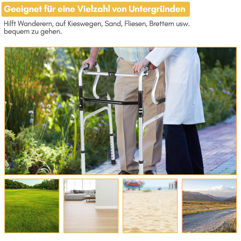 Ikodm Klappbarer Gehwagen für Senioren mit 2 Rollen, höhenverstellbar bis 180 kg