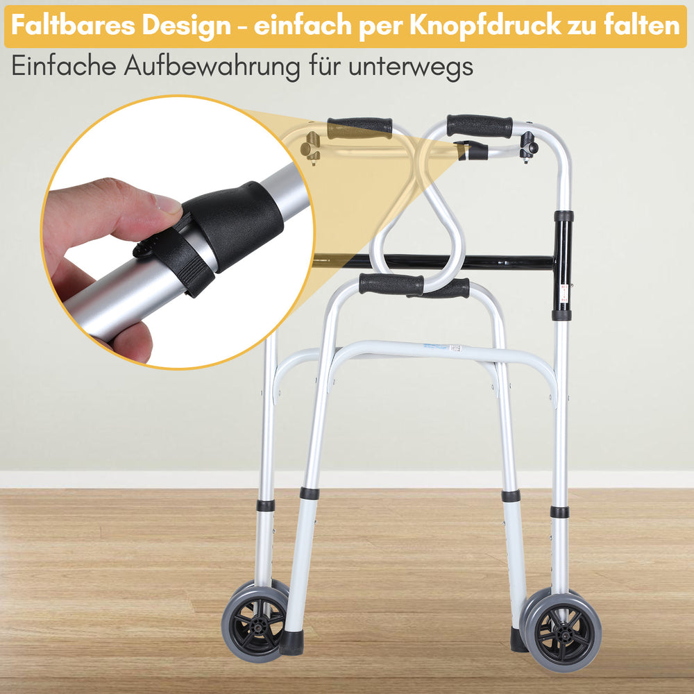 Ikodm Klappbarer Gehwagen für Senioren mit 2 Rollen, höhenverstellbar bis 180 kg