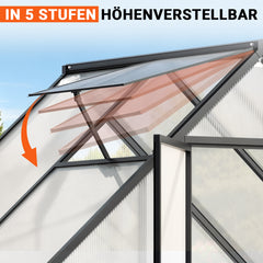 Ikodm Gewächshaus Aluminium mit Bodenrahmen & Dachfenster
