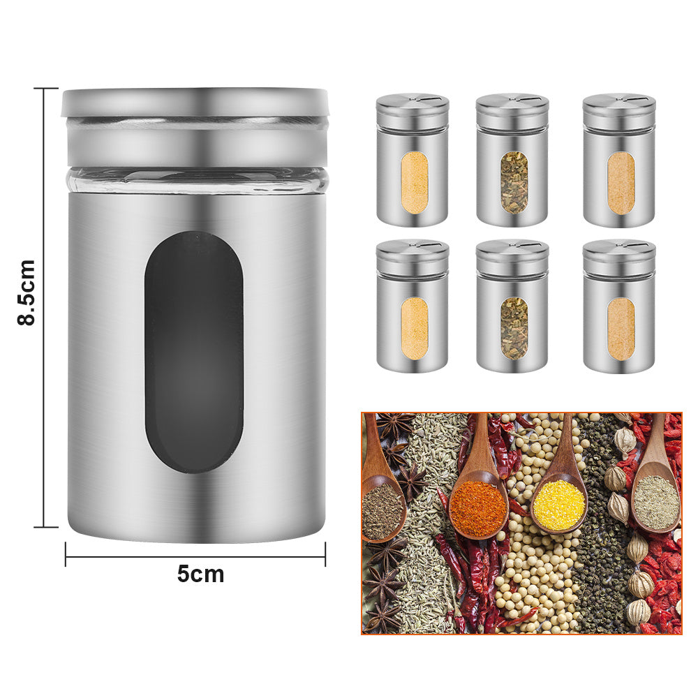 Ikodm 12tlg. Gewürzstreuer-Set aus Glas und Edelstahl