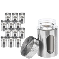 Ikodm 12tlg. Gewürzstreuer-Set aus Glas und Edelstahl