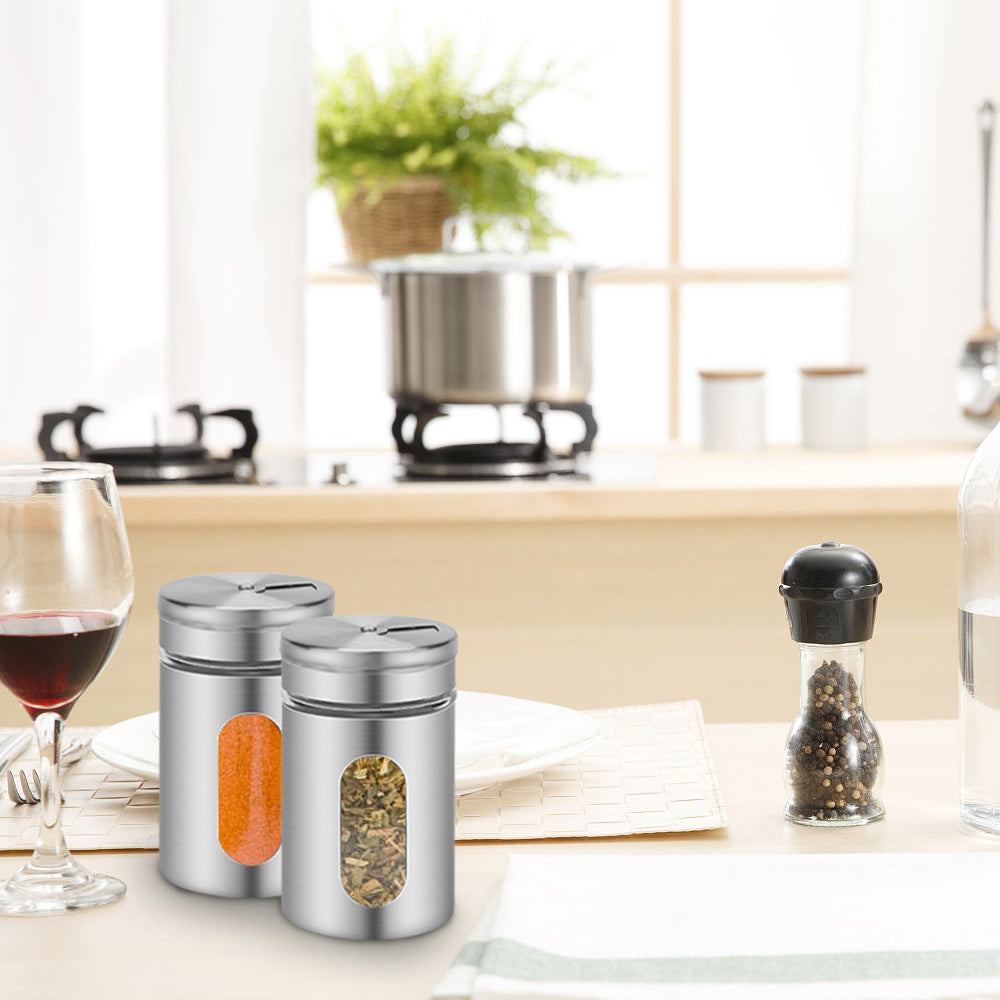 Ikodm 12tlg. Gewürzstreuer-Set aus Glas und Edelstahl