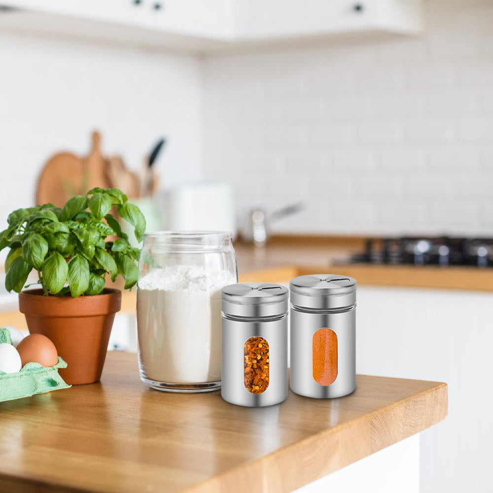 Ikodm 12tlg. Gewürzstreuer-Set aus Glas und Edelstahl