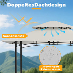 Ikodm Grillpavillon Grillunterstand Wasserdicht mit 2 Seitenregalen
