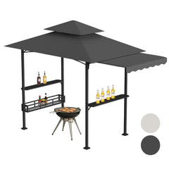 Ikodm Grillpavillon mit Markise Grillunterstand mit 2 Seitenregalen